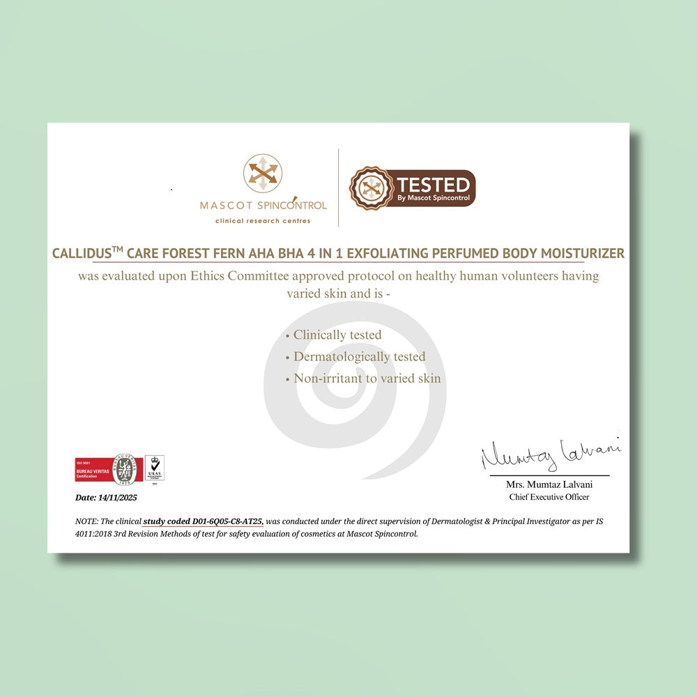 Callidus Care Forest Fern (AHA + BHA) 4 in 1 Exfoliating Perfumed Body Moisturizer