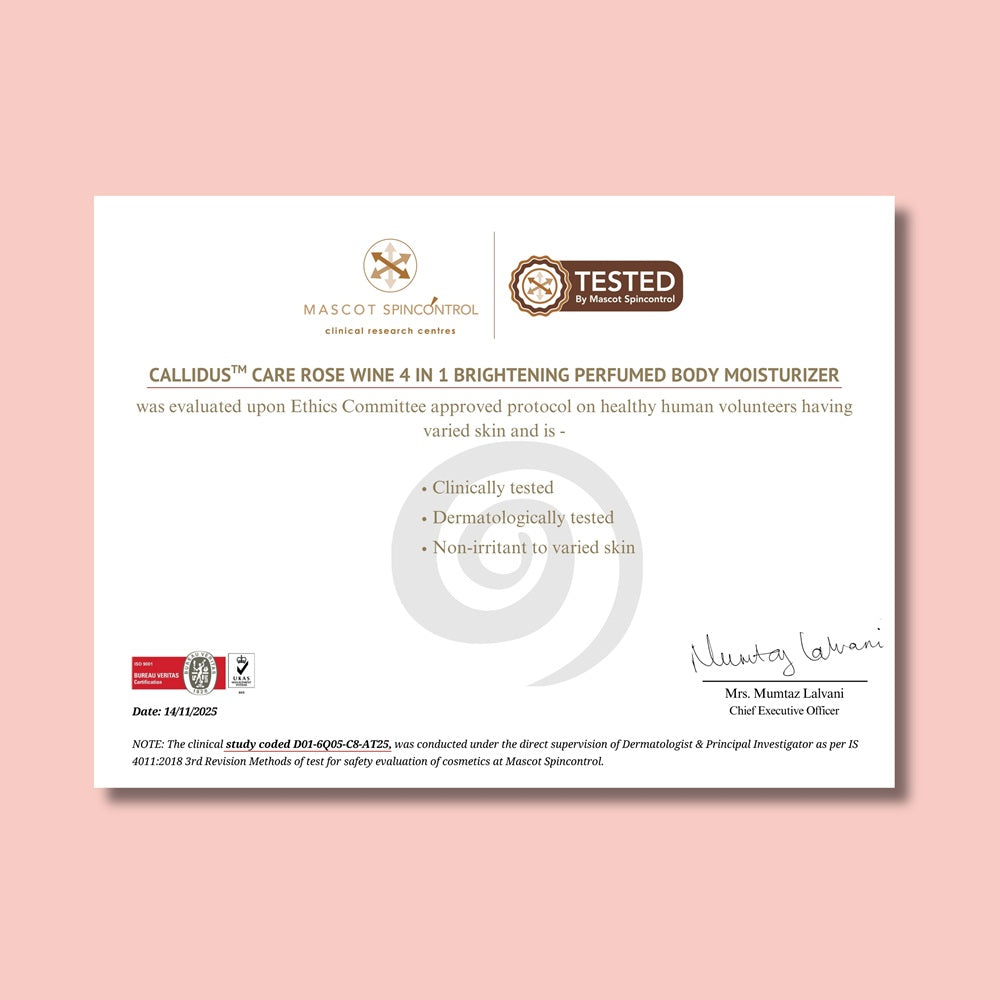 Callidus Care Rose Wine 4 in 1 Brightening Perfumed Body Moisturizer