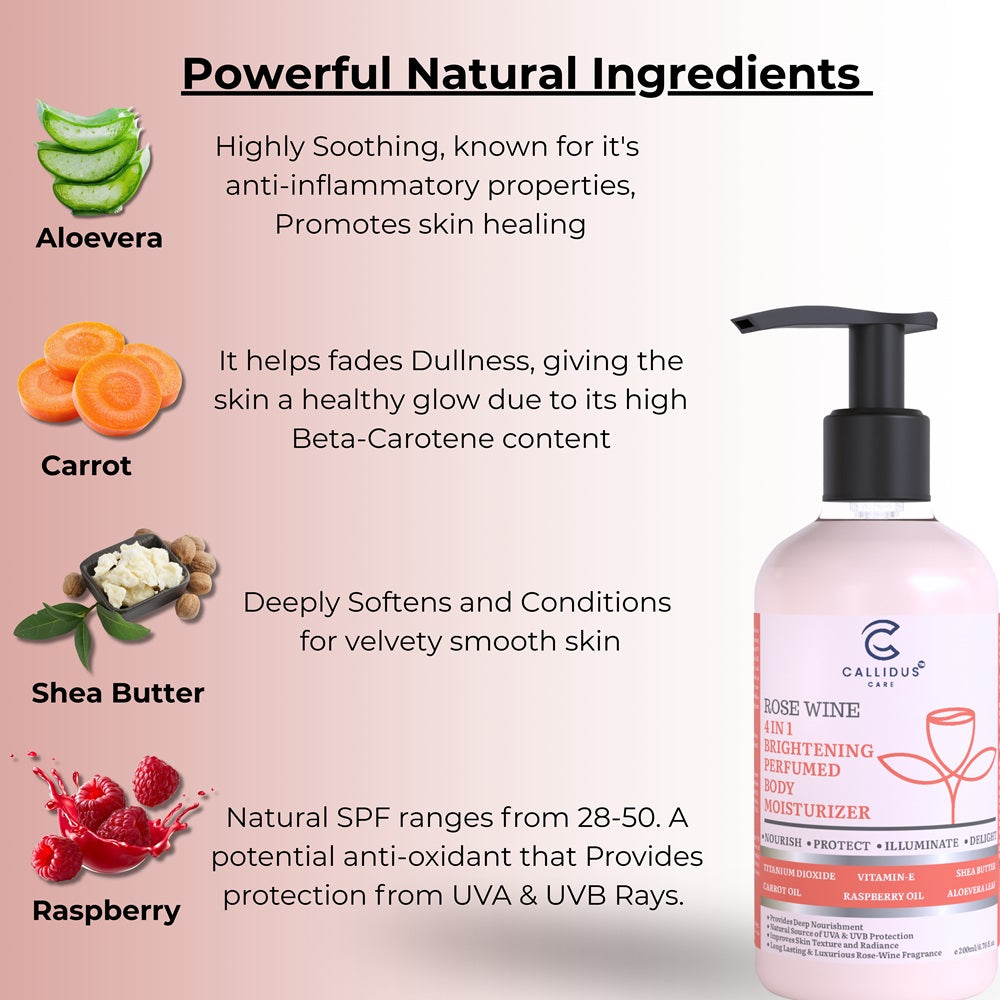 Callidus Care Rose Wine 4 in 1 Brightening Perfumed Body Moisturizer