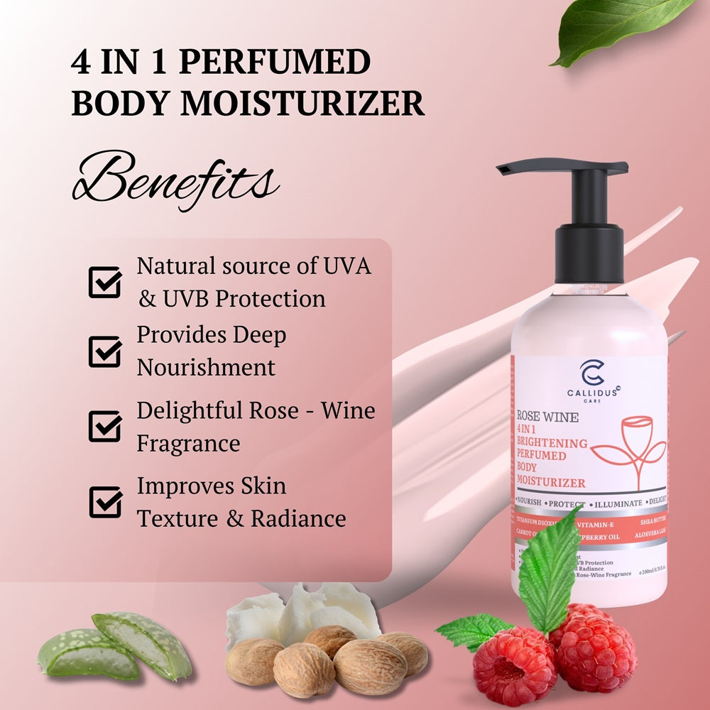 Callidus Care Rose Wine 4 in 1 Brightening Perfumed Body Moisturizer
