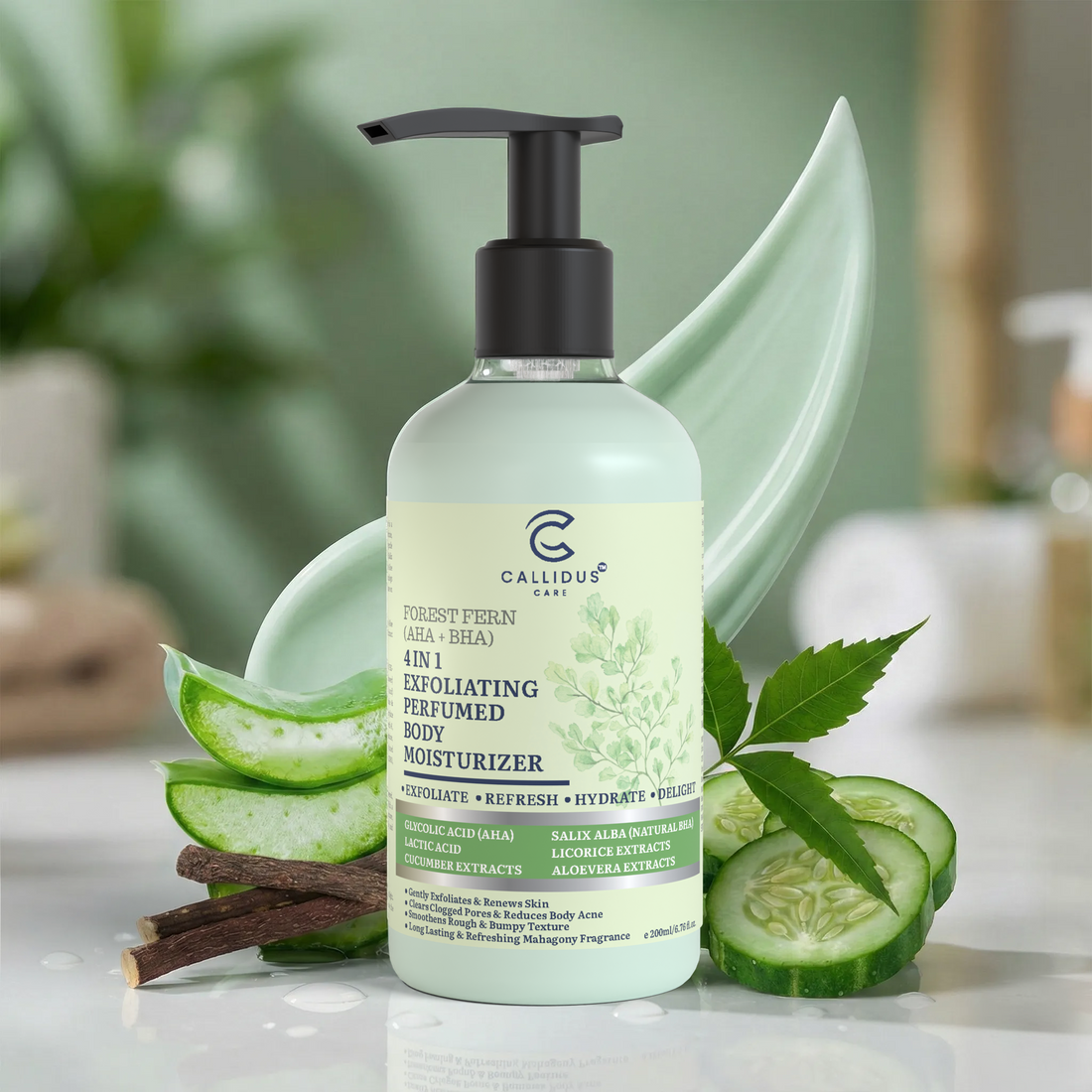 Callidus Care Forest Fern (AHA + BHA) 4 in 1 Exfoliating Perfumed Body Moisturizer