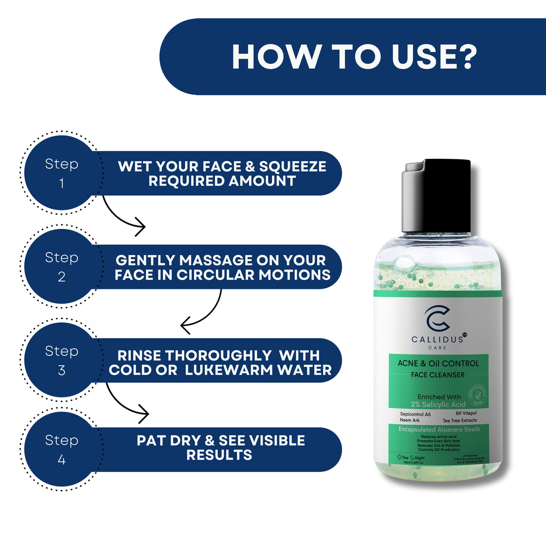 How to use Callidus Care Acne & Oil Control Face Cleanser – step-by-step skincare routine