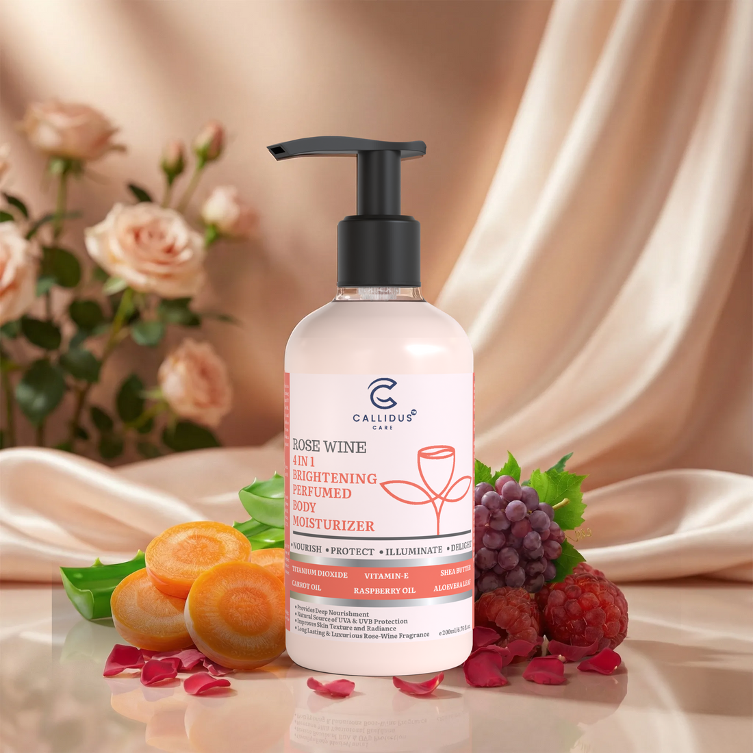 Callidus Care Rose Wine 4 in 1 Brightening Perfumed Body Moisturizer